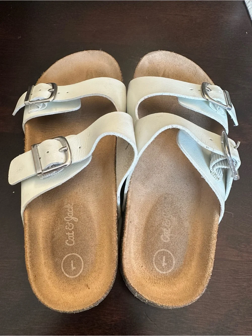 Kids Cat & Jack White Slide Sandals with buckles